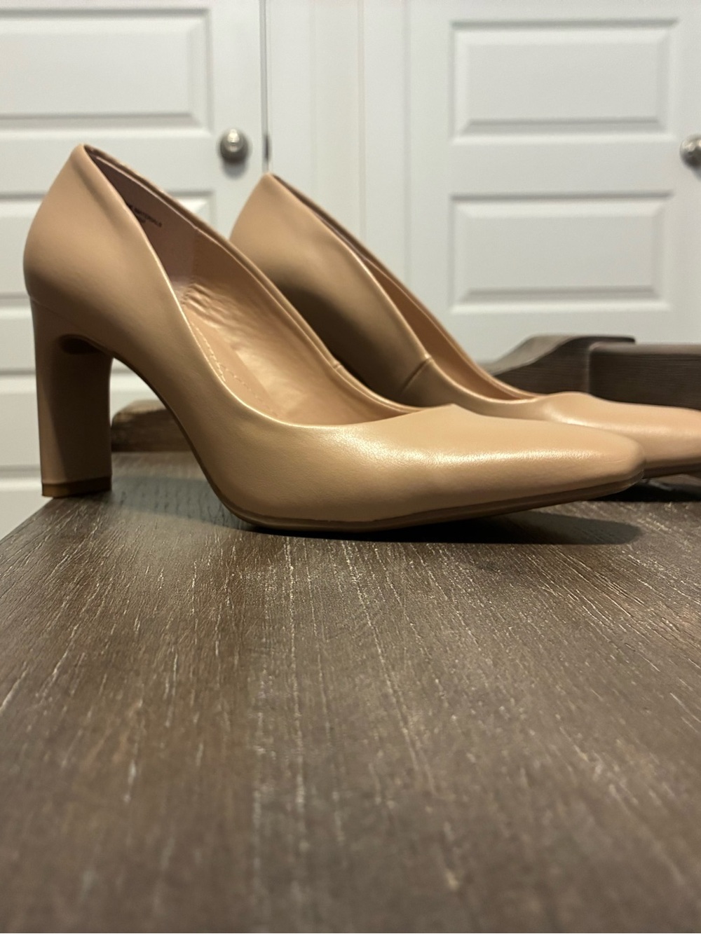 Alfani Nude/Tan Mid Block Heel Pumps